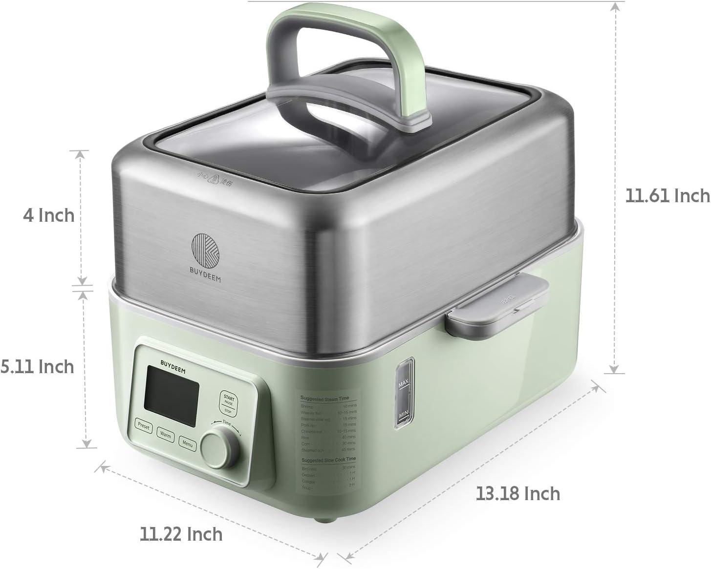 image:imageBUYDEEM A501 Stackable Double Tier for Electric Food Steamer with 188 Stainless Steel Tray amp Handles Suitable for G563 OneTouch Vegetable Food Steamer 11 4 InchG553 5 quart