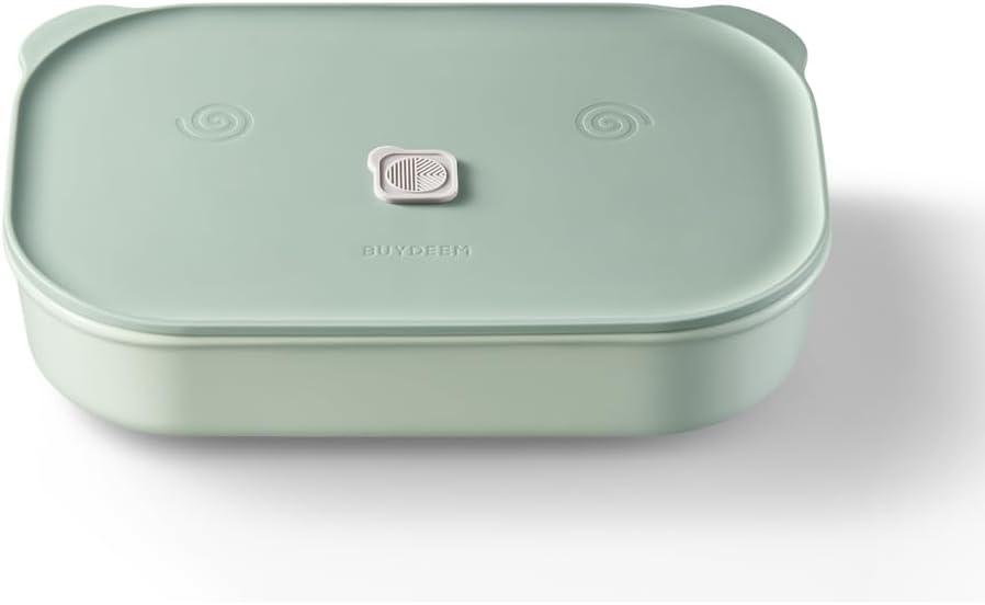 image:imageBUYDEEM Ceramic Food Storage Container with Airtight Lid 17 oz Bento Lunch with Airlock Lid Stackable Bento Box Microwaveable Reusable and Dishwasher Safe for Office Work and Travel Cozy GreenishCozy Greenish