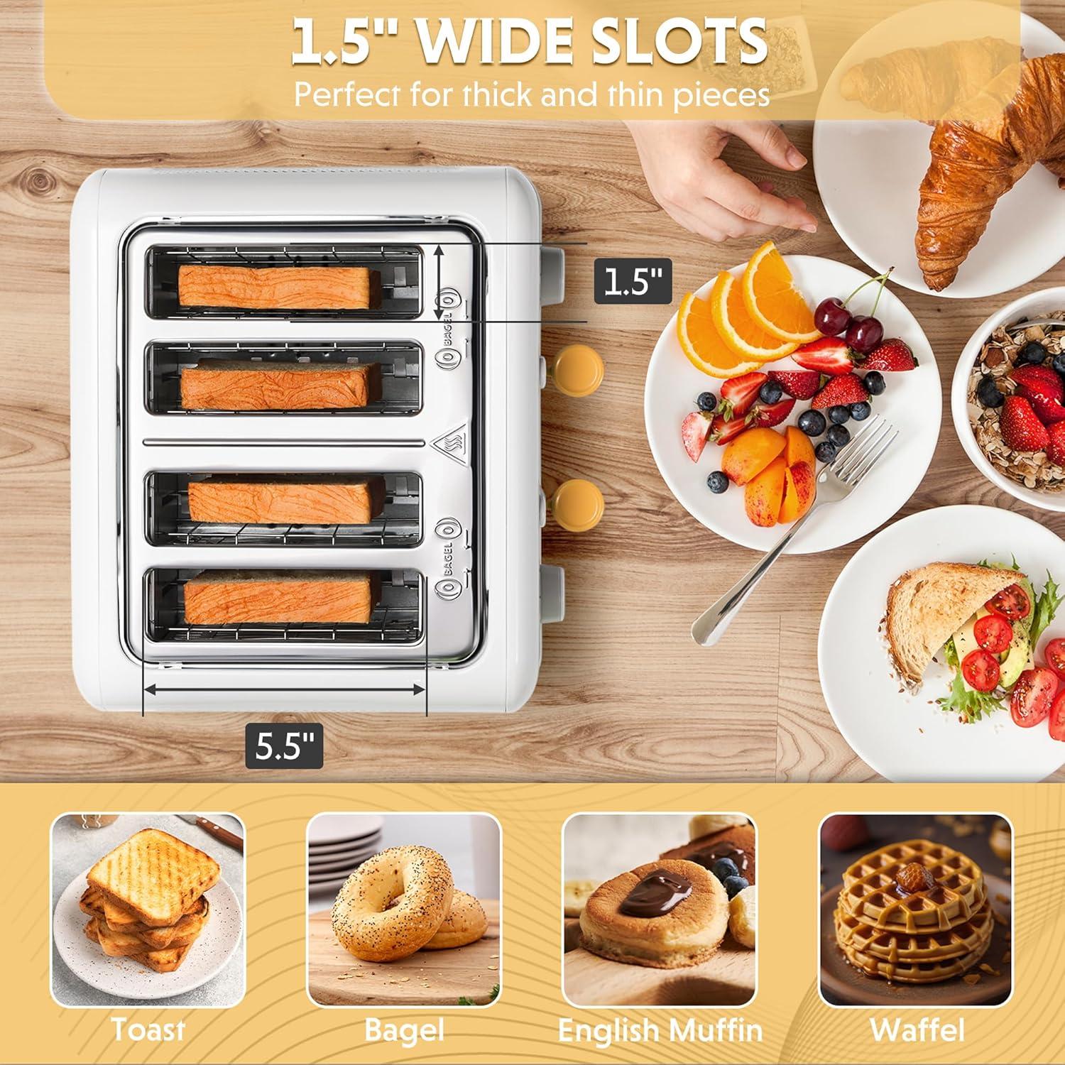 image:imageBUYDEEM DT620 2Slice Toaster Extra Wide Slots Retro Stainless Steel with High Lift Lever Bagel and Muffin Function Removal Crumb Tray 7Shade SettingsCozy GreenishArctic White