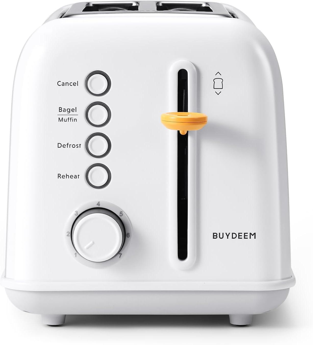 image:imageBUYDEEM DT620 2Slice Toaster Extra Wide Slots Retro Stainless Steel with High Lift Lever Bagel and Muffin Function Removal Crumb Tray 7Shade SettingsCozy GreenishArctic White