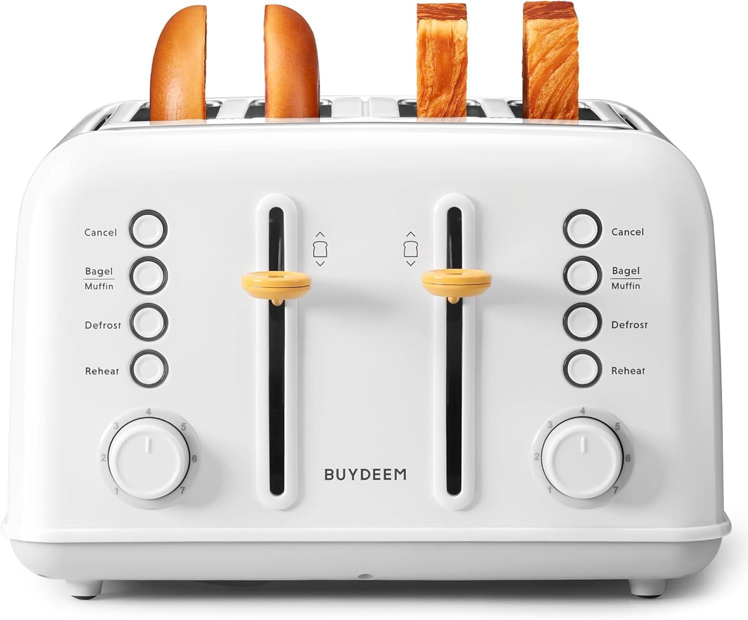 image:imageBUYDEEM DT620 2Slice Toaster Extra Wide Slots Retro Stainless Steel with High Lift Lever Bagel and Muffin Function Removal Crumb Tray 7Shade SettingsCozy GreenishArctic White