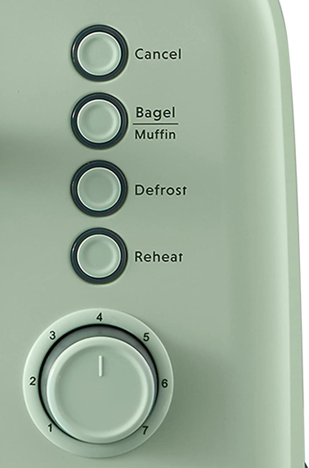 image:imageBUYDEEM DT620 2Slice Toaster Extra Wide Slots Retro Stainless Steel with High Lift Lever Bagel and Muffin Function Removal Crumb Tray 7Shade SettingsCozy GreenishCozy Greenish