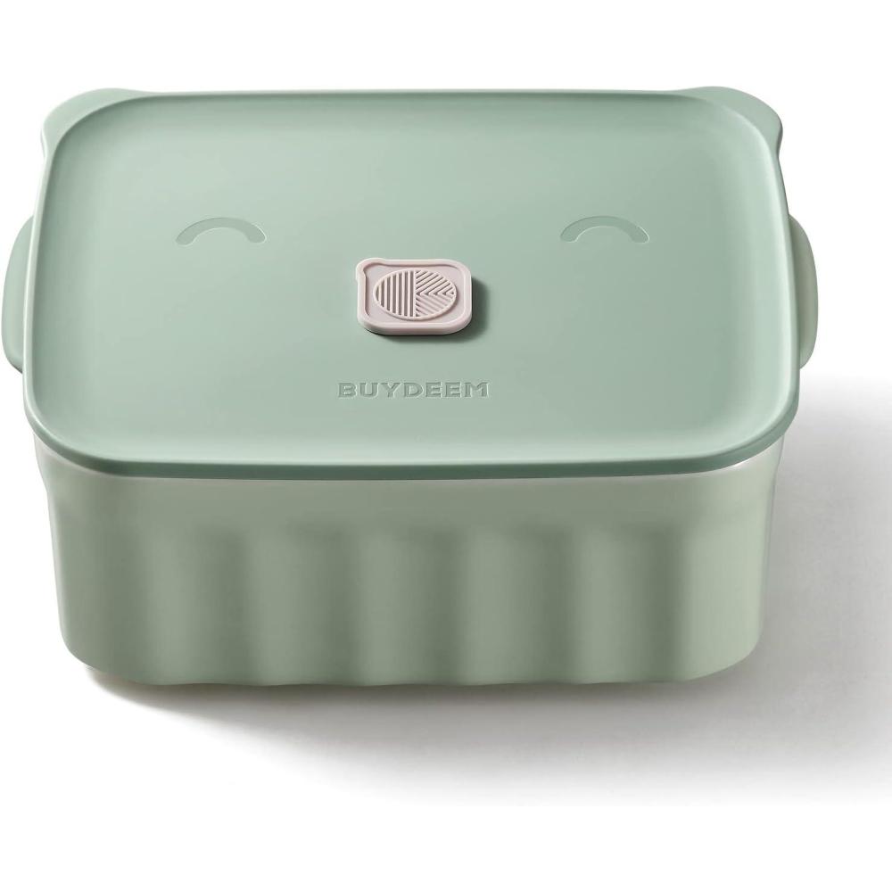 image:imageBUYDEEM Ceramic Food Storage Container with Airtight Lid 28 oz Bento Lunch with Airlock Lid Stackable Bento Box Microwaveable Reusable and Dishwasher Safe for Office Work and Travel Cozy GreenishCozy Greenish
