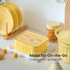 BUYDEEM Ceramic Food Storage Container with Airtight Lid, 28 oz Bento Lunch with Airlock Lid, Stackable Bento Box Microwaveable, Reusable and Dishwasher Safe, for Office Work and Travel, Cozy Greenish(Mellow Yellow)