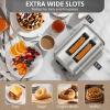 BUYDEEM DT440 4 Slice Toaster, Stainless Steel Toaster with Extra Wide Slots for Bagels, Muffins, High Lift Lever, 6 Shade Settings, Retro Sliver(2-Slice)