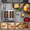 BUYDEEM DT440 4 Slice Toaster, Stainless Steel Toaster with Extra Wide Slots for Bagels, Muffins, High Lift Lever, 6 Shade Settings, Retro Sliver(4-Slice)