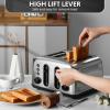 BUYDEEM DT440 4 Slice Toaster, Stainless Steel Toaster with Extra Wide Slots for Bagels, Muffins, High Lift Lever, 6 Shade Settings, Retro Sliver(4-Slice)