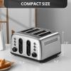BUYDEEM DT440 4 Slice Toaster, Stainless Steel Toaster with Extra Wide Slots for Bagels, Muffins, High Lift Lever, 6 Shade Settings, Retro Sliver(4-Slice)