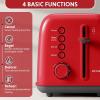 BUYDEEM DT620 2-Slice Toaster, Extra Wide Slots, Retro Stainless Steel with High Lift Lever, Bagel and Muffin Function, Removal Crumb Tray, 7-Shade Settings,Cozy Greenish(Red)
