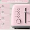 BUYDEEM DT620 2-Slice Toaster, Extra Wide Slots, Retro Stainless Steel with High Lift Lever, Bagel and Muffin Function, Removal Crumb Tray, 7-Shade Settings,Cozy Greenish(Pink)