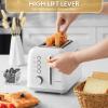BUYDEEM DT620 2-Slice Toaster, Extra Wide Slots, Retro Stainless Steel with High Lift Lever, Bagel and Muffin Function, Removal Crumb Tray, 7-Shade Settings,Cozy Greenish(Arctic White)