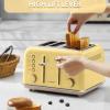 BUYDEEM DT620 2-Slice Toaster, Extra Wide Slots, Retro Stainless Steel with High Lift Lever, Bagel and Muffin Function, Removal Crumb Tray, 7-Shade Settings,Cozy Greenish(Yellow)