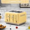 BUYDEEM DT620 2-Slice Toaster, Extra Wide Slots, Retro Stainless Steel with High Lift Lever, Bagel and Muffin Function, Removal Crumb Tray, 7-Shade Settings,Cozy Greenish(Yellow)