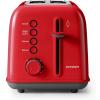 BUYDEEM DT620 2-Slice Toaster, Extra Wide Slots, Retro Stainless Steel with High Lift Lever, Bagel and Muffin Function, Removal Crumb Tray, 7-Shade Settings,Cozy Greenish(Red)