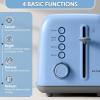 BUYDEEM DT620 2-Slice Toaster, Extra Wide Slots, Retro Stainless Steel with High Lift Lever, Bagel and Muffin Function, Removal Crumb Tray, 7-Shade Settings,Cozy Greenish(Blue)