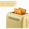 BUYDEEM DT620 2-Slice Toaster, Extra Wide Slots, Retro Stainless Steel with High Lift Lever, Bagel and Muffin Function, Removal Crumb Tray, 7-Shade Settings,Cozy Greenish(Mellow Yellow)