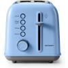 BUYDEEM DT620 2-Slice Toaster, Extra Wide Slots, Retro Stainless Steel with High Lift Lever, Bagel and Muffin Function, Removal Crumb Tray, 7-Shade Settings,Cozy Greenish(Blue)