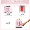 BUYDEEM DT620 2-Slice Toaster, Extra Wide Slots, Retro Stainless Steel with High Lift Lever, Bagel and Muffin Function, Removal Crumb Tray, 7-Shade Settings,Cozy Greenish(Pink)