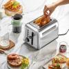 BUYDEEM DT620 2-Slice Toaster, Extra Wide Slots, Retro Stainless Steel with High Lift Lever, Bagel and Muffin Function, Removal Crumb Tray, 7-Shade Settings,Cozy Greenish(Stainless Steel)