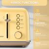 BUYDEEM DT620 2-Slice Toaster, Extra Wide Slots, Retro Stainless Steel with High Lift Lever, Bagel and Muffin Function, Removal Crumb Tray, 7-Shade Settings,Cozy Greenish(Yellow)