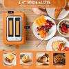 BUYDEEM DT620 2-Slice Toaster, Extra Wide Slots, Retro Stainless Steel with High Lift Lever, Bagel and Muffin Function, Removal Crumb Tray, 7-Shade Settings,Cozy Greenish(Orange)