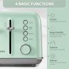 BUYDEEM DT620 2-Slice Toaster, Extra Wide Slots, Retro Stainless Steel with High Lift Lever, Bagel and Muffin Function, Removal Crumb Tray, 7-Shade Settings,Cozy Greenish(Green)