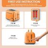 BUYDEEM DT620 2-Slice Toaster, Extra Wide Slots, Retro Stainless Steel with High Lift Lever, Bagel and Muffin Function, Removal Crumb Tray, 7-Shade Settings,Cozy Greenish(Orange)