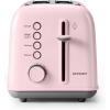 BUYDEEM DT620 2-Slice Toaster, Extra Wide Slots, Retro Stainless Steel with High Lift Lever, Bagel and Muffin Function, Removal Crumb Tray, 7-Shade Settings,Cozy Greenish(Pink)