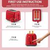 BUYDEEM DT620 2-Slice Toaster, Extra Wide Slots, Retro Stainless Steel with High Lift Lever, Bagel and Muffin Function, Removal Crumb Tray, 7-Shade Settings,Cozy Greenish(Red)
