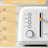 BUYDEEM DT620 2-Slice Toaster, Extra Wide Slots, Retro Stainless Steel with High Lift Lever, Bagel and Muffin Function, Removal Crumb Tray, 7-Shade Settings,Cozy Greenish(Arctic White)