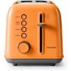 BUYDEEM DT620 2-Slice Toaster, Extra Wide Slots, Retro Stainless Steel with High Lift Lever, Bagel and Muffin Function, Removal Crumb Tray, 7-Shade Settings,Cozy Greenish(Orange)