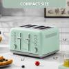 BUYDEEM DT620 2-Slice Toaster, Extra Wide Slots, Retro Stainless Steel with High Lift Lever, Bagel and Muffin Function, Removal Crumb Tray, 7-Shade Settings,Cozy Greenish(Green)