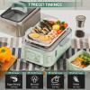 BUYDEEM G52 10.6 Quart 2-Tier Electric Food Steamer for 4-8 Servings, Vegetable Steamer for Cooking, 2-hour Keep Warm, 7 Preset Timings, Dual Boil-Dry Protection, Stainless Steel, Cozy Greenish(5.3 Quart)