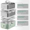 BUYDEEM G52 10.6 Quart 2-Tier Electric Food Steamer for 4-8 Servings, Vegetable Steamer for Cooking, 2-hour Keep Warm, 7 Preset Timings, Dual Boil-Dry Protection, Stainless Steel, Cozy Greenish(10.6 Quart)