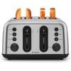 BUYDEEM DT440 4 Slice Toaster, Stainless Steel Toaster with Extra Wide Slots for Bagels, Muffins, High Lift Lever, 6 Shade Settings, Retro Sliver(4-Slice)