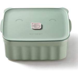 BUYDEEM Ceramic Food Storage Container with Airtight Lid, 28 oz Bento Lunch with Airlock Lid, Stackable Bento Box Microwaveable, Reusable and Dishwasher Safe, for Office Work and Travel, Cozy Greenish(Cozy Greenish)