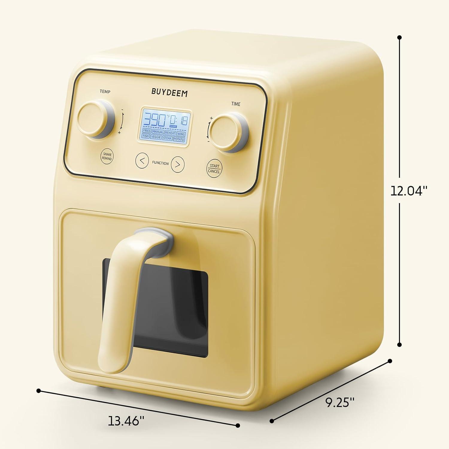 image:imageBUYDEEM F51 8in1 Air Fryer 42QT Retro Countertop Airfryer Oven with Visible Window Shake Reminder Onetouch Control with LCD Display Mellow YellowMellow Yellow
