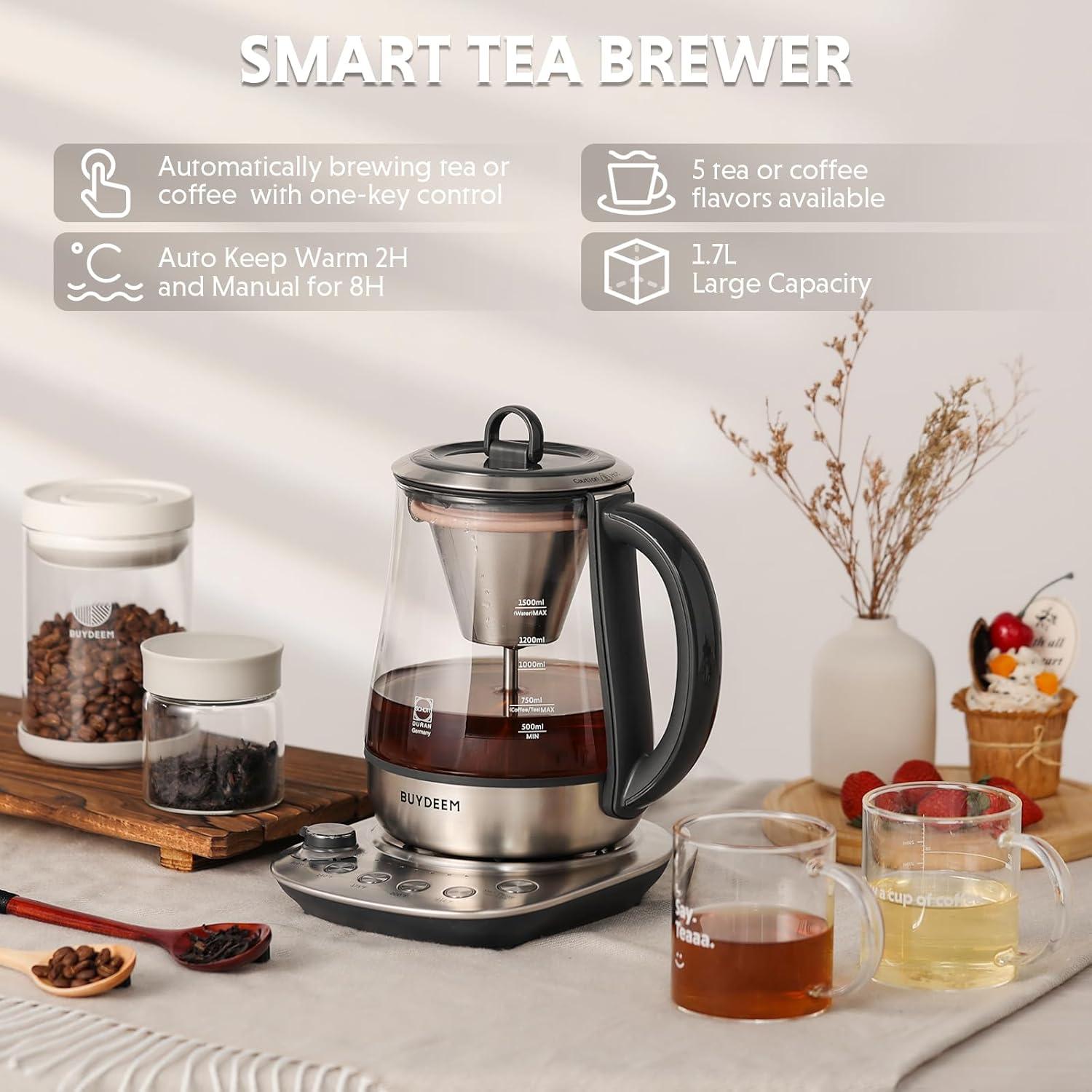 image:imageBUYDEEM K176 Tea Maker Multifunctional Stainless Steel Electric Kettle for Tea and Coffee Brewing Auto Keep Warm 5 Flavor Controls 15L