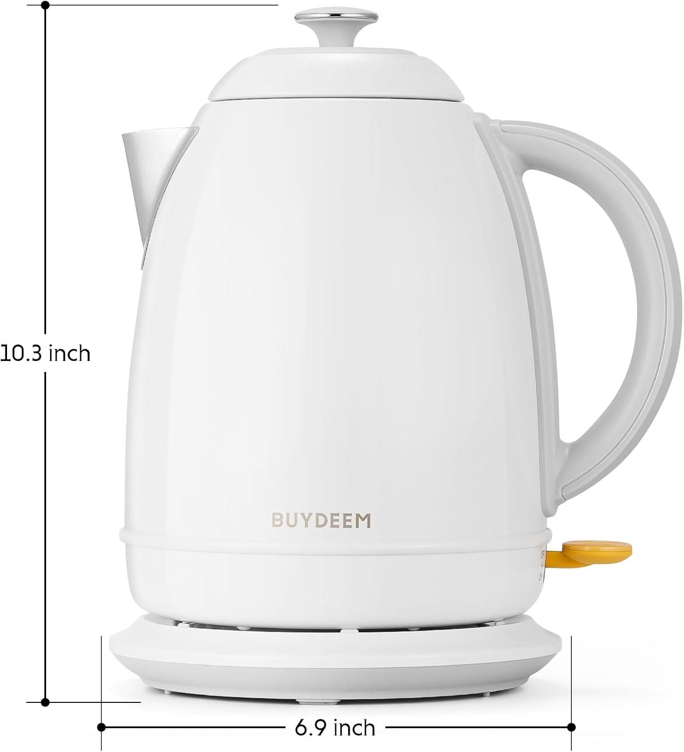 image:imageBUYDEEM K640 Stainless Steel Electric Tea Kettle with Auto ShutOff and Boil Dry Protection 17 Liter Cordless Hot Water Boiler with Swivel Base 1440W Mellow YellowArctic White