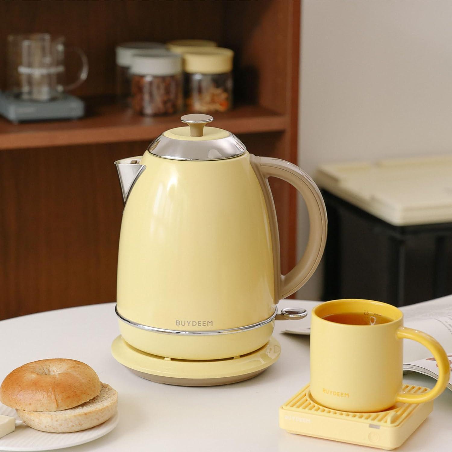 image:imageBUYDEEM K640 Stainless Steel Electric Tea Kettle with Auto ShutOff and Boil Dry Protection 17 Liter Cordless Hot Water Boiler with Swivel Base 1440W Mellow YellowMellow Yellow