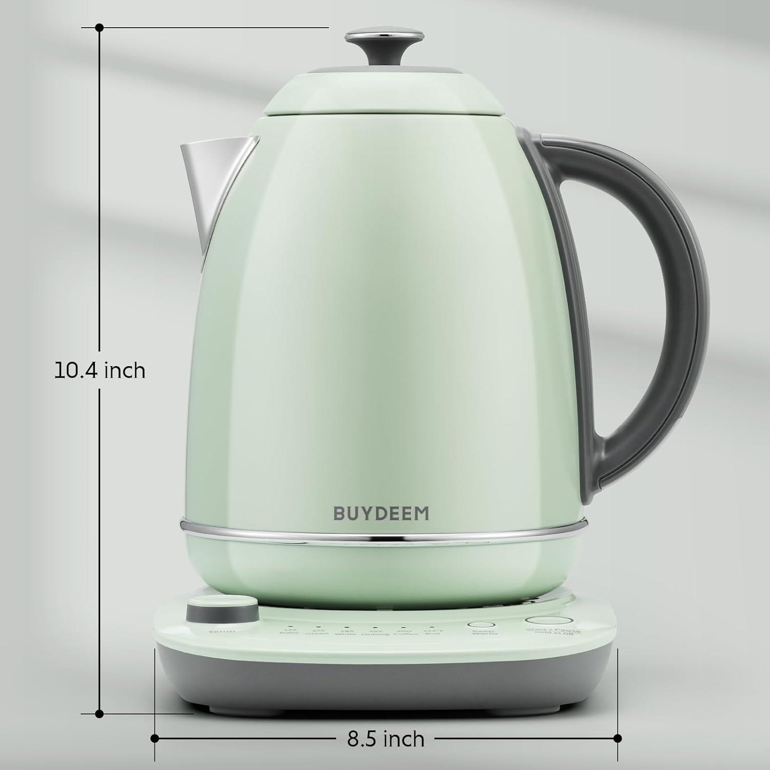 image:imageBUYDEEM K740 Electric Kettle with Temperature Control 12H Keep Warm Quick Boil Stainless Steel Hot Water Boiler for Tea Coffee Milk 17L Mellow YellowCozy Greenish