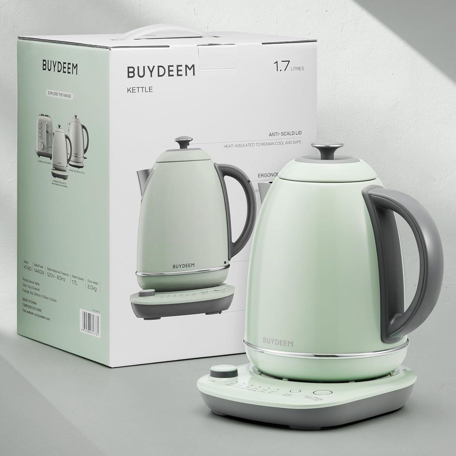image:imageBUYDEEM K740 Electric Kettle with Temperature Control 12H Keep Warm Quick Boil Stainless Steel Hot Water Boiler for Tea Coffee Milk 17L Mellow YellowCozy Greenish