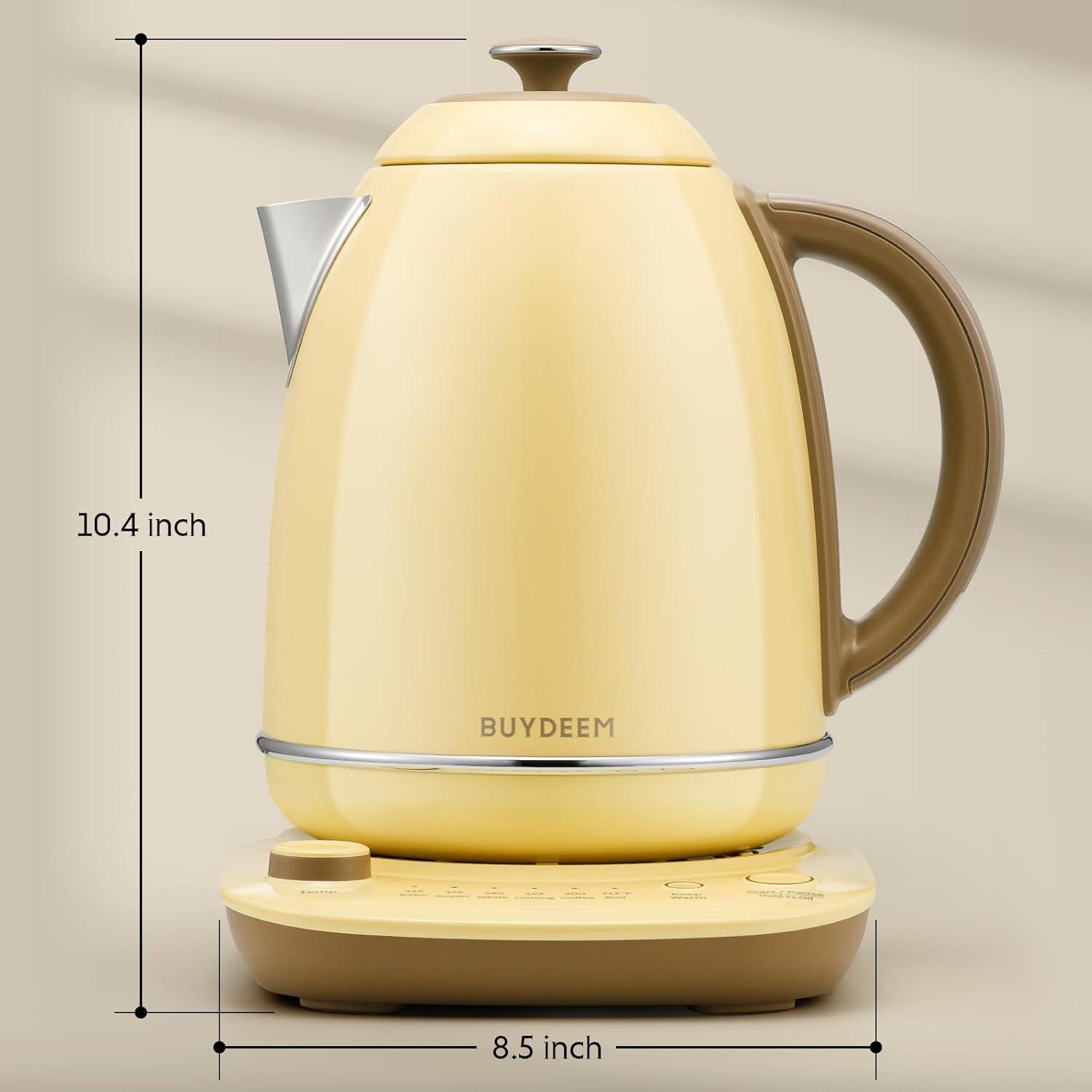 image:imageBUYDEEM K740 Electric Kettle with Temperature Control 12H Keep Warm Quick Boil Stainless Steel Hot Water Boiler for Tea Coffee Milk 17L Mellow YellowMellow Yellow