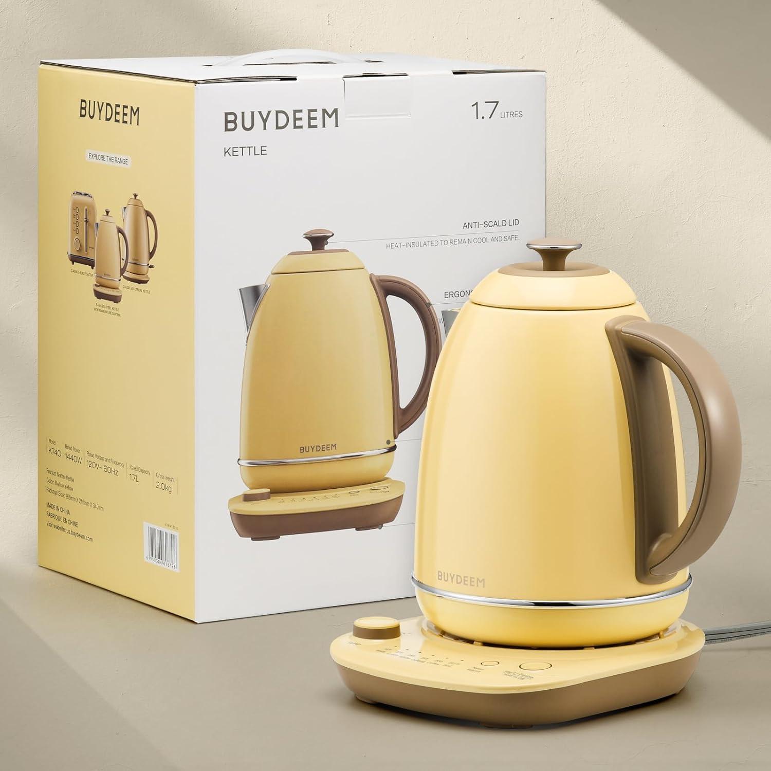 image:imageBUYDEEM K740 Electric Kettle with Temperature Control 12H Keep Warm Quick Boil Stainless Steel Hot Water Boiler for Tea Coffee Milk 17L Mellow YellowMellow Yellow