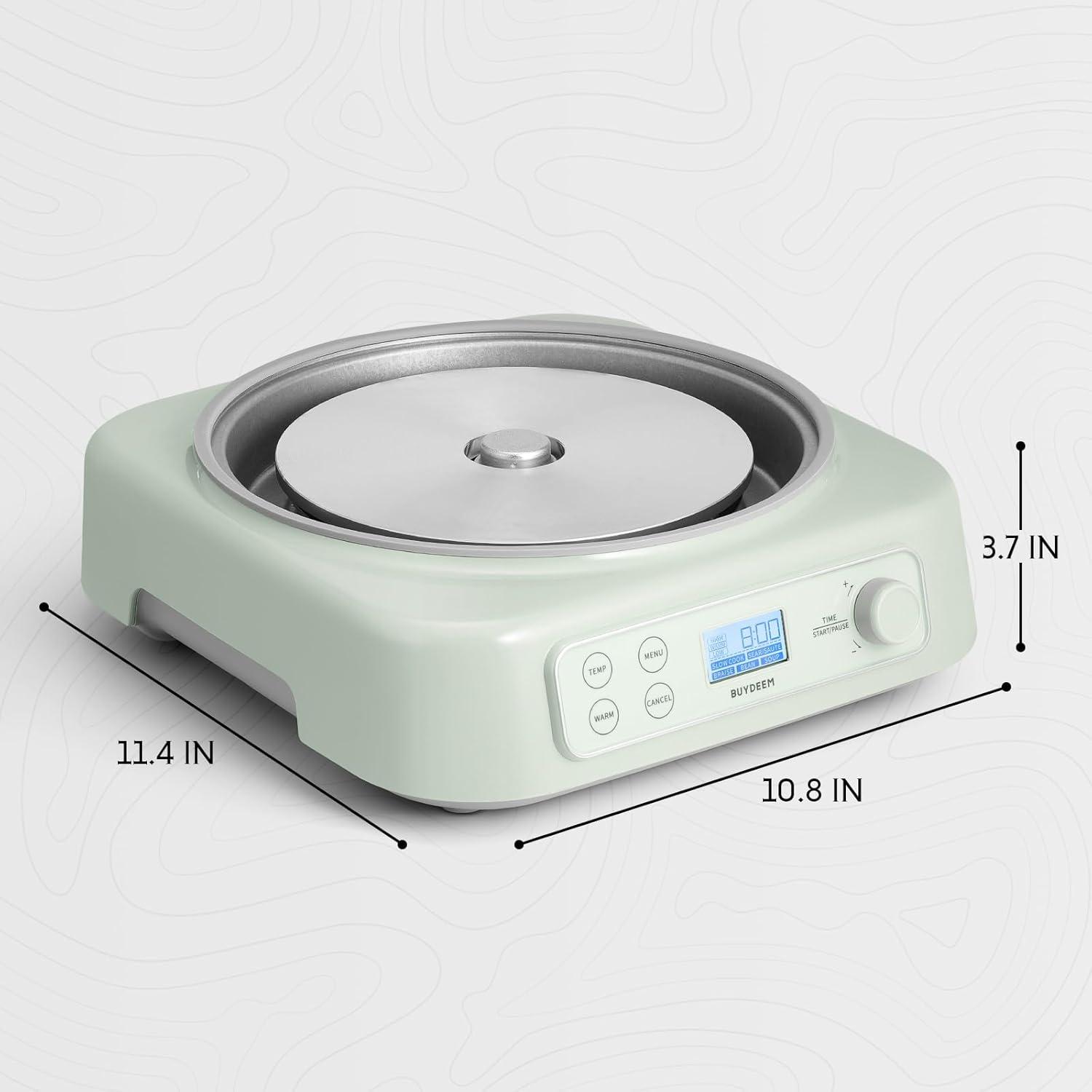 image:imageBUYDEEM LP55 5in1 Slow Cooker Compatible with Various Cookwares MultiCooker with Two Temperature Settings Auto Keep Warm for 2H Cozy Greenish Pot Not Included