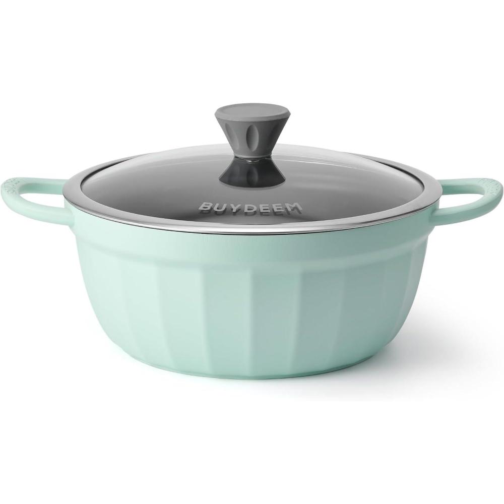 image:imageBUYDEEM CP152 Cast Aluminum Nonstick Stockpot All Stovetops Ovens Microwaves Compatible Dishwasher Safe Cozy Greenish 47QT