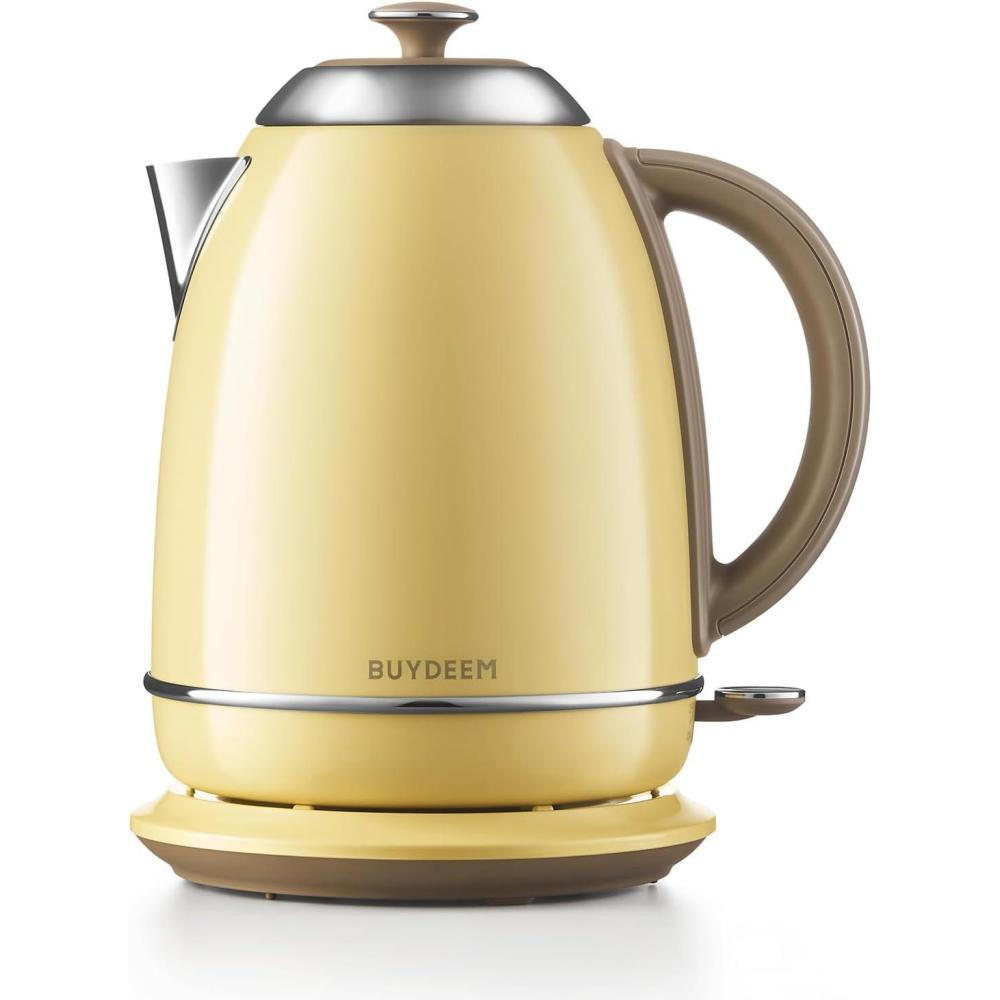 image:imageBUYDEEM K640 Stainless Steel Electric Tea Kettle with Auto ShutOff and Boil Dry Protection 17 Liter Cordless Hot Water Boiler with Swivel Base 1440W Mellow YellowMellow Yellow