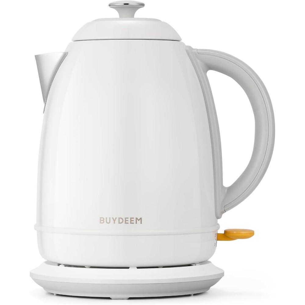 image:imageBUYDEEM K640 Stainless Steel Electric Tea Kettle with Auto ShutOff and Boil Dry Protection 17 Liter Cordless Hot Water Boiler with Swivel Base 1440W Mellow YellowArctic White