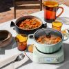 BUYDEEM CP152 Cast Aluminum Nonstick Stockpot, All Stovetops Ovens Microwaves Compatible, Dishwasher Safe, Cozy Greenish, 4.7QT