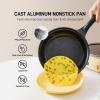 BUYDEEM Cast Aluminum Non Stick Frying Pan 10.2 Inch, Rapid Even Heating Skillet with Glass Lid, All Stovetops Compatible, No PFAS/PFOA Egg Pan with Cool Handle, Cheflite Series CP151 Cozy Greenish(Mellow Yellow)